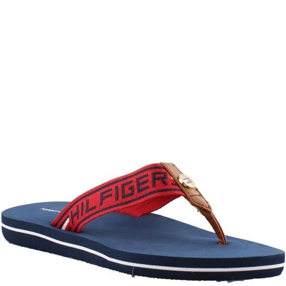 Tommy Hilfiger Womens Cleen2 Fabric Red Thong  Sandals 8 M - Picture 1 of 6